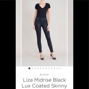 Level 99 Black Coated Skinny Jeans